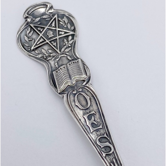 Masonic OES Order of the Eastern Star Sterling Silver Spoon with Bible - Picture 2 of 9